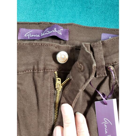 Gloria Vanderbilt Jeans Size 8 Petite Womens Brown Pants Stretch Straight NWT - Picture 7 of 15